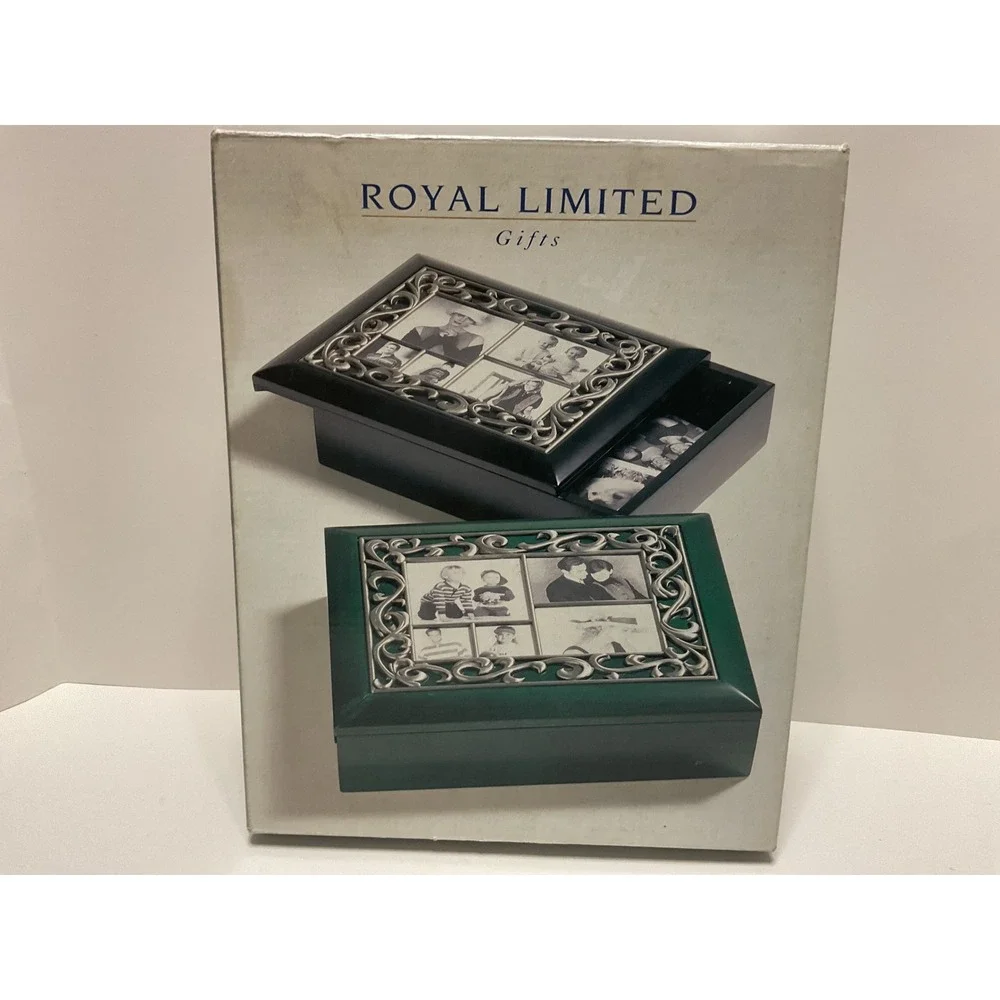 Royal Limited Wood Collage Box 5 Opening Photo Frame Lid‎ Black Silver 84780K